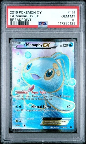 Pokemon Manaphy EX 116/122 Full Art XY Breatpoint PSA 10 GEM MINT