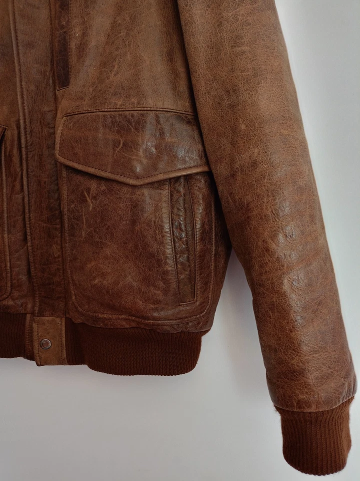 Chevignon Glaciee National Railway Station Men's leather bomber jacket Size L - Image 2 of 4