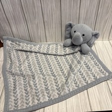 S L Home Fashions Gray Chevron Elephant Lovey Security Blanket 14" x 15" Plush