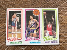 1980-81 1980 Topps Newlin, Norm Nixon, Darryl Dawkins signed basketball card