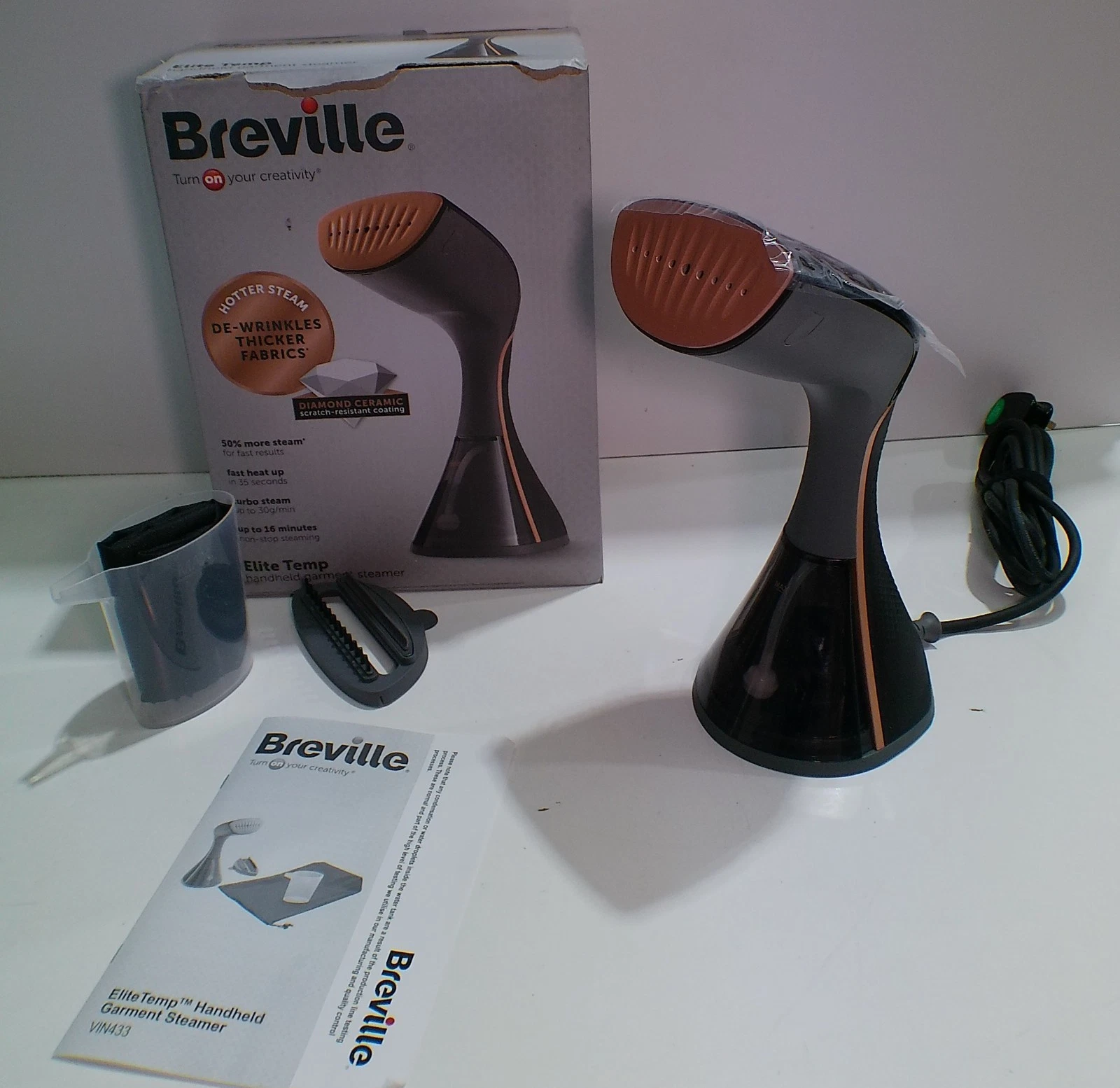 BREVILLE ELITETEMP HANDHELD GARMENT STEAMER 1500W
