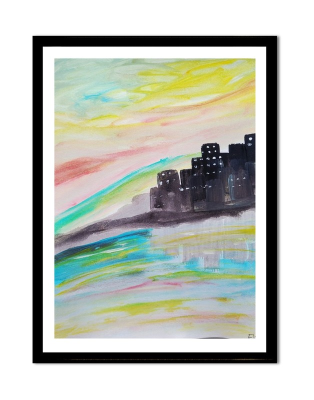 Elvi Original Landscape Art 9x12 Painting On Heavy paper Acrylic Abstract 