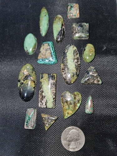WOW!!! Carico Lake Turquoise Cabochons Backed 15 pieces 326.30 carats total - Picture 2 of 6