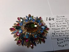 Vtg Gorgeous Juliana Multi Color mix shape Stones Lg Prong Rhinestone brooch 164