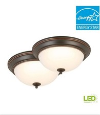 Commercial Electric 13 in LED Flush Mount Ceiling Light Oil Rubbed Bronze 2 Pack