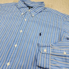 Polo Ralph Lauren Shirt Men XL Classic Fit Blue Vertical Striped Button Down