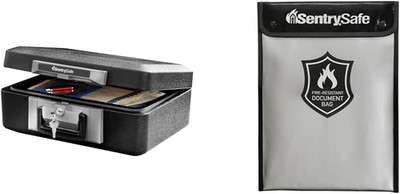 1160 Fireproof Lock Box, 0.25 Cubic Feet, Black, 16 Pounds & Fire and Water Resi
