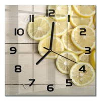 Stilvolle Glas-Wanduhr Glasuhr Aus Glas Zitronenholz Schwarze Zeiger 30X30 Cm
