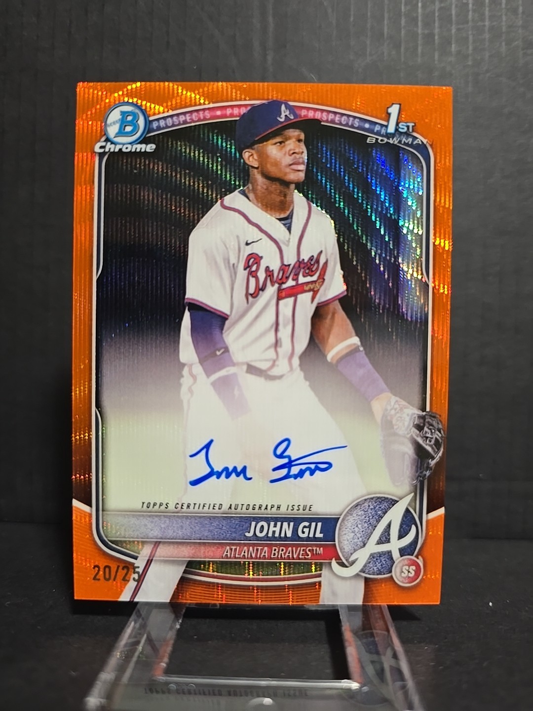 2025 Bowman Chrome - Prospect Autographs John Gil #CPA-JG Orange Wave 20/25 1st