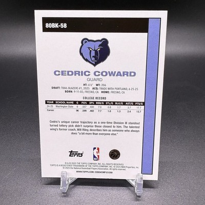 2025-26 Topps Cedric Coward RC 45th Anniversary 80BK-58 Rookie