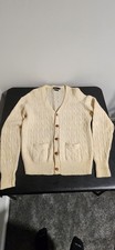 Vintage Polo Ralph Lauren 100 Wool Cable Knit Cardigan Sweater XL Cream