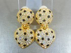 JOAN RIVERS BLACK CLEAR CRYSTAL GP HEARTS ARTICULATED DROP DANGLE CLIP EARRINGS