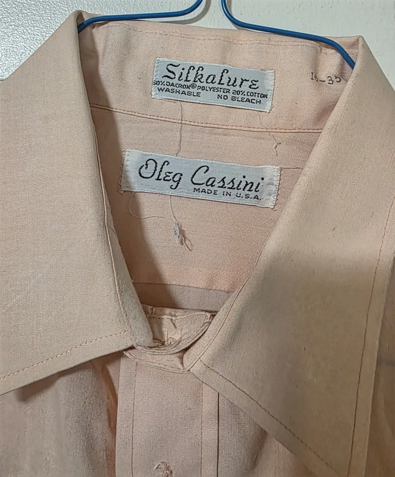Camisa de vestir vintage de albaricoque de manga larga para hombre Oleg Cassini (L 16/35) Foto 2 de 4