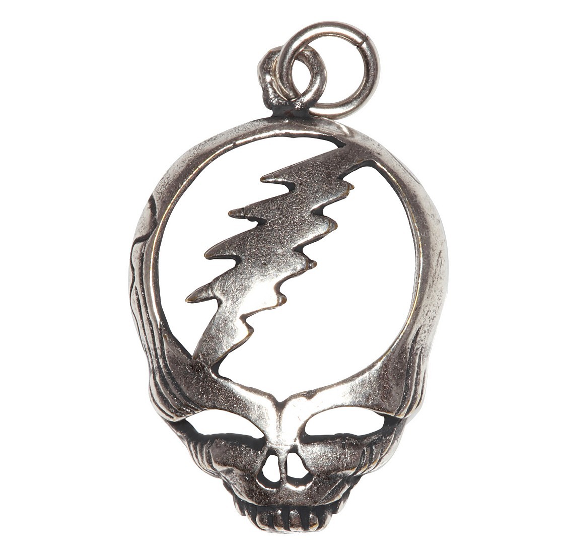 Sterling Silver Oxidized Grateful Dead Lightning Bolt Skull Charm