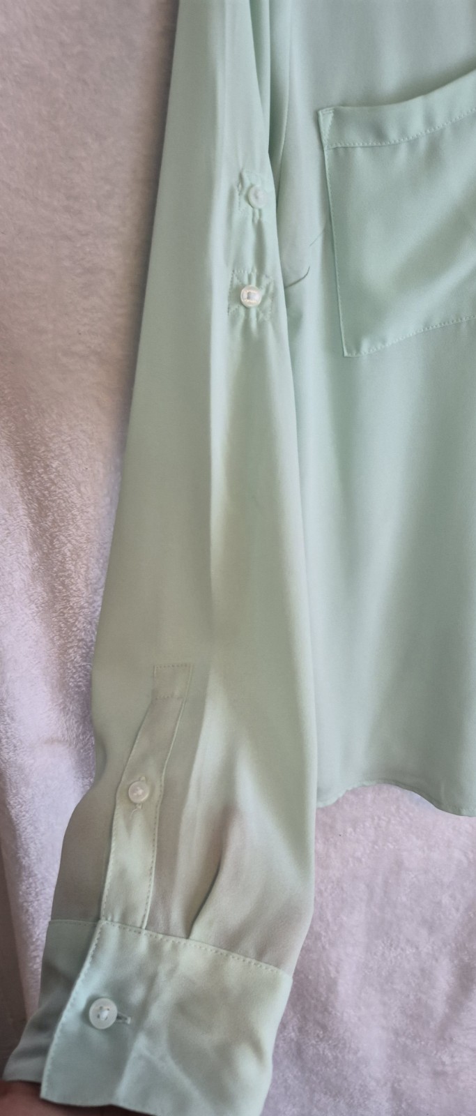 EXPRESS Medium Mint Green Button Down Long Roll T… - image 3