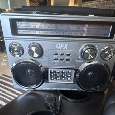 QFX Silver Boombox AM/FM/SW Radio USB SD TF MP3 Player Portable Stereo