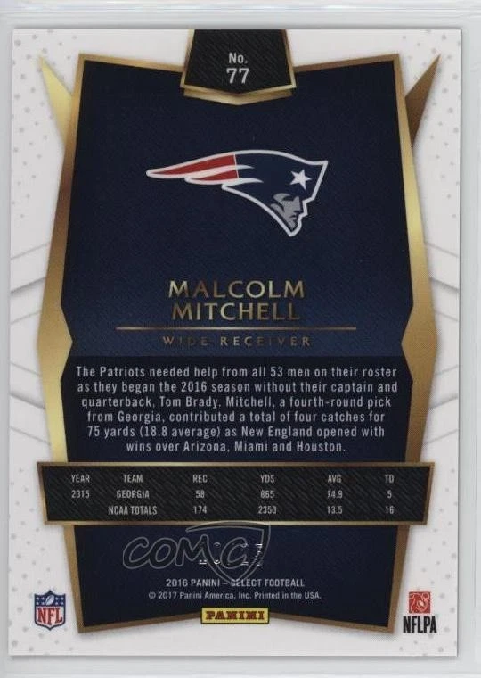 2016 Panini Select Concourse Tie-Dye Prizm /25 Malcolm Mitchell #77 Rookie RC - Image 2 of 2