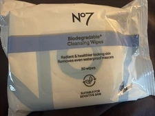 No7 Biodegradable Makeup Removing Wipes, Even For Waterproof mascara - 30 Wipes