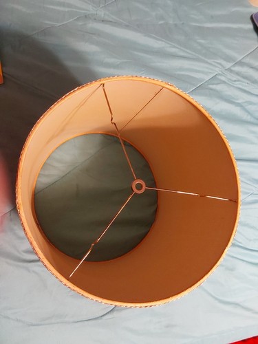 Vtg MCM Large Textured Fabric Drum Lamp Shade 15.25" Tall 14" Diameter - Picture 2 of 10