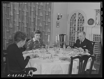Photo:Washington DC Sally Dessez 1943 Dinner at Home with Father Aunt