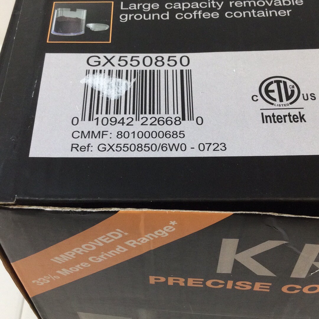 Krups GX550850 Black Silver Corded Electric Precise Coffee Burr Grinder