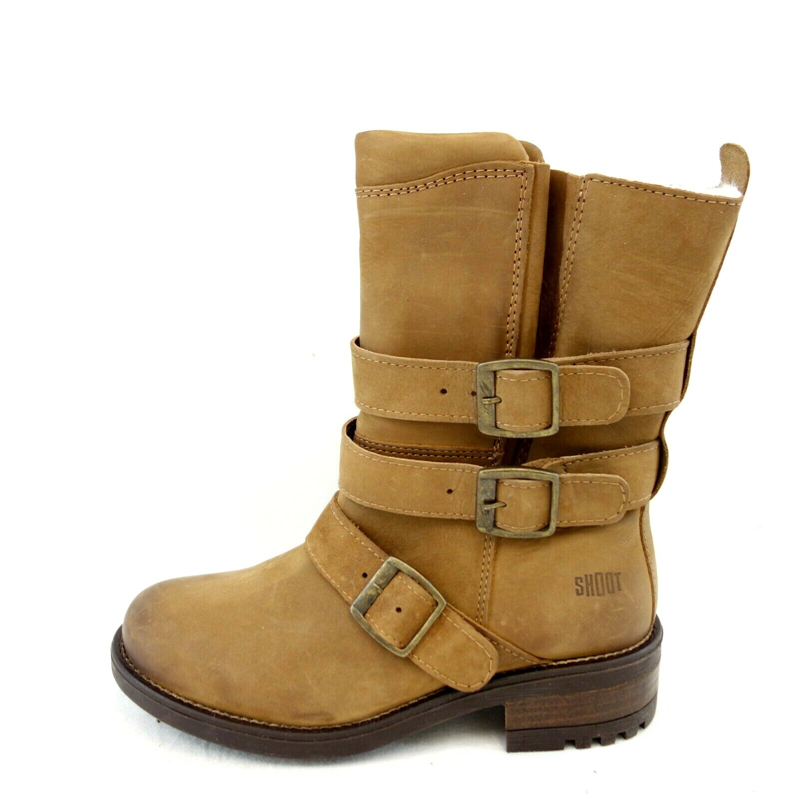 Ботинки Damen Stiefel Braun SHOOT Schuh Stiefeletten Leder Gefüttert 36 Np 139 Neu