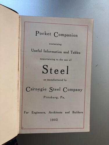 2 Vintage Carnegie Steel Books 1903 Pocket Comp. & 1927 Beam Sections - Picture 5 of 6