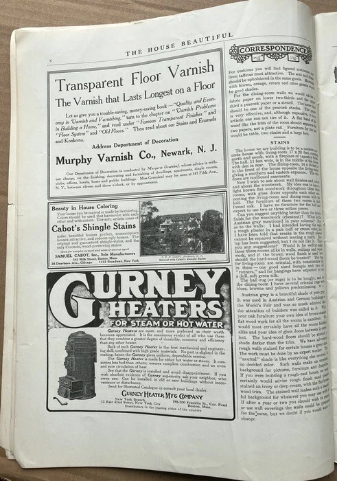 The HOUSE BEAUTIFUL October, 1909. Annual Building Number; great Ads. 56 pages - Image 4 of 4
