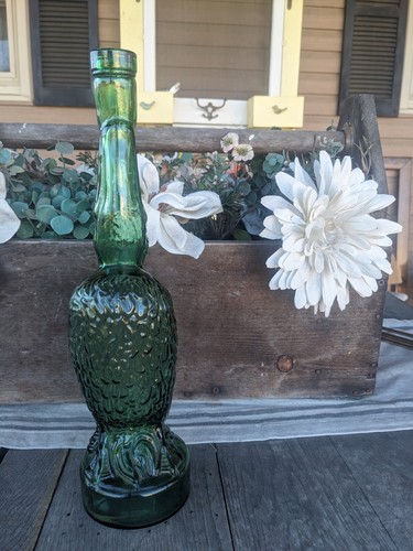 Vintage Green Glass 14.5" Pelican Shaped Decanter Bottle - Picture 2 of 9