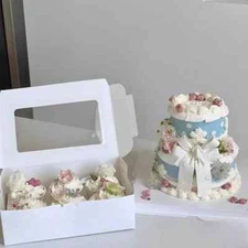 VANKUTL 8x6x2.5In 20pcs White Cookie Boxes with Window, Pastry Boxes for Gift...
