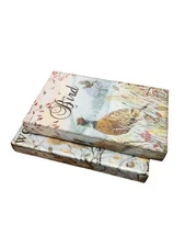 Decorative Book Shaped Storage Box Set Bird Design Cottage Country Farmhouse