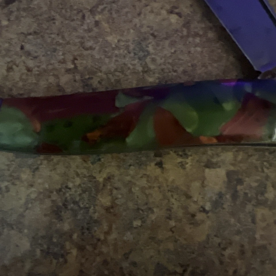 Navaja de bolsillo vintage marca Hammer mango moteado verde caramelo palillo de dientes Foto 2 de 4