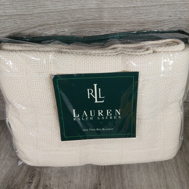 RALPH LAUREN Wool Cashmere Throw Blanket Pink White 35” X 50” made in