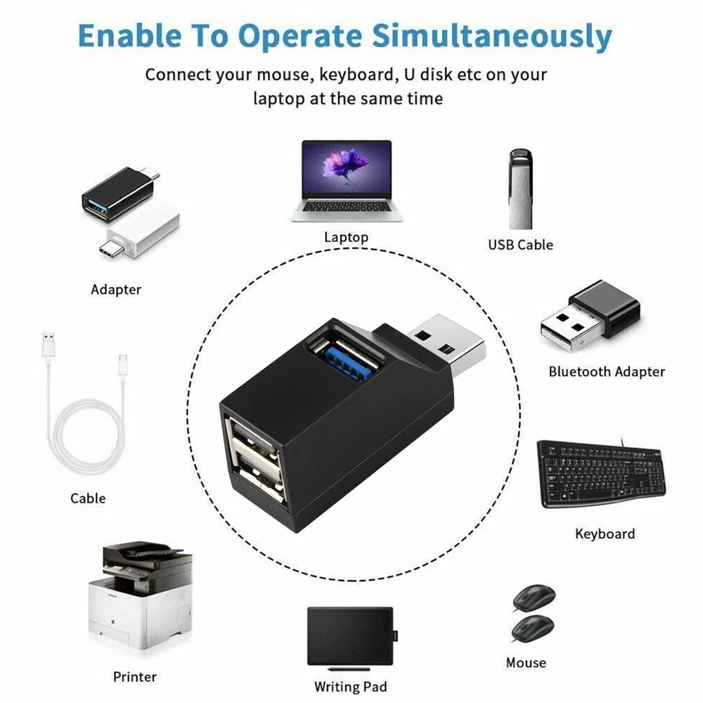 7-Port USB Hub with On/Off Switches, High-Speed Data Transfer, AC Adapter for PC Laptop
