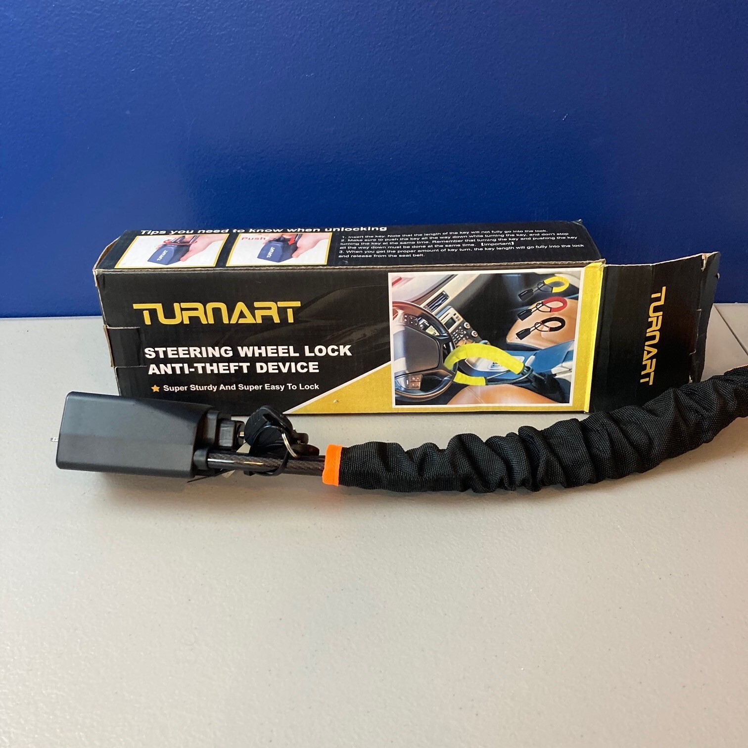 Turnart Steering Wheel Lock Seat Belt Lock Universal Fit Most Vehicles