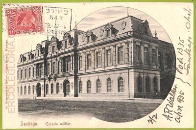 af1492 - CHILE - Vintage Postcard  - Santiago - Escuela  militar - 1902