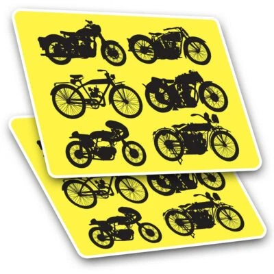DESTINATION VINYL LTD 2 x Rectangle Stickers 10 cm - Vintage Motorcycle? Motorbike Bike #14459