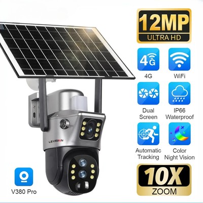 12MP 4G/WiFi Dual Screen Solar Camera 10X Zoom 6K Human Auto Tracking Camera