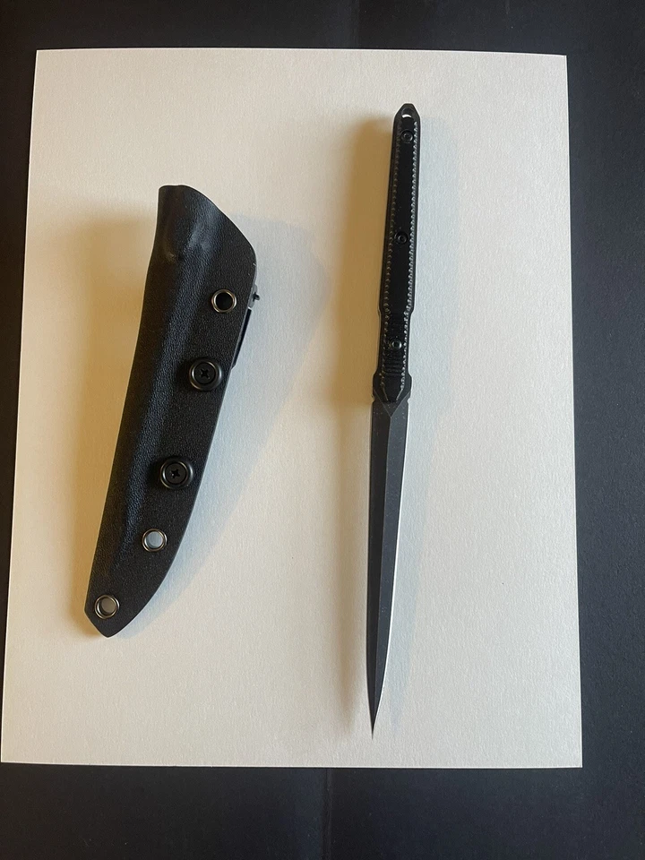 Cuchillo de hoja fija Daga de doble filo Stiletto Kydex funda hoja lavada a la piedra Foto 2 de 4