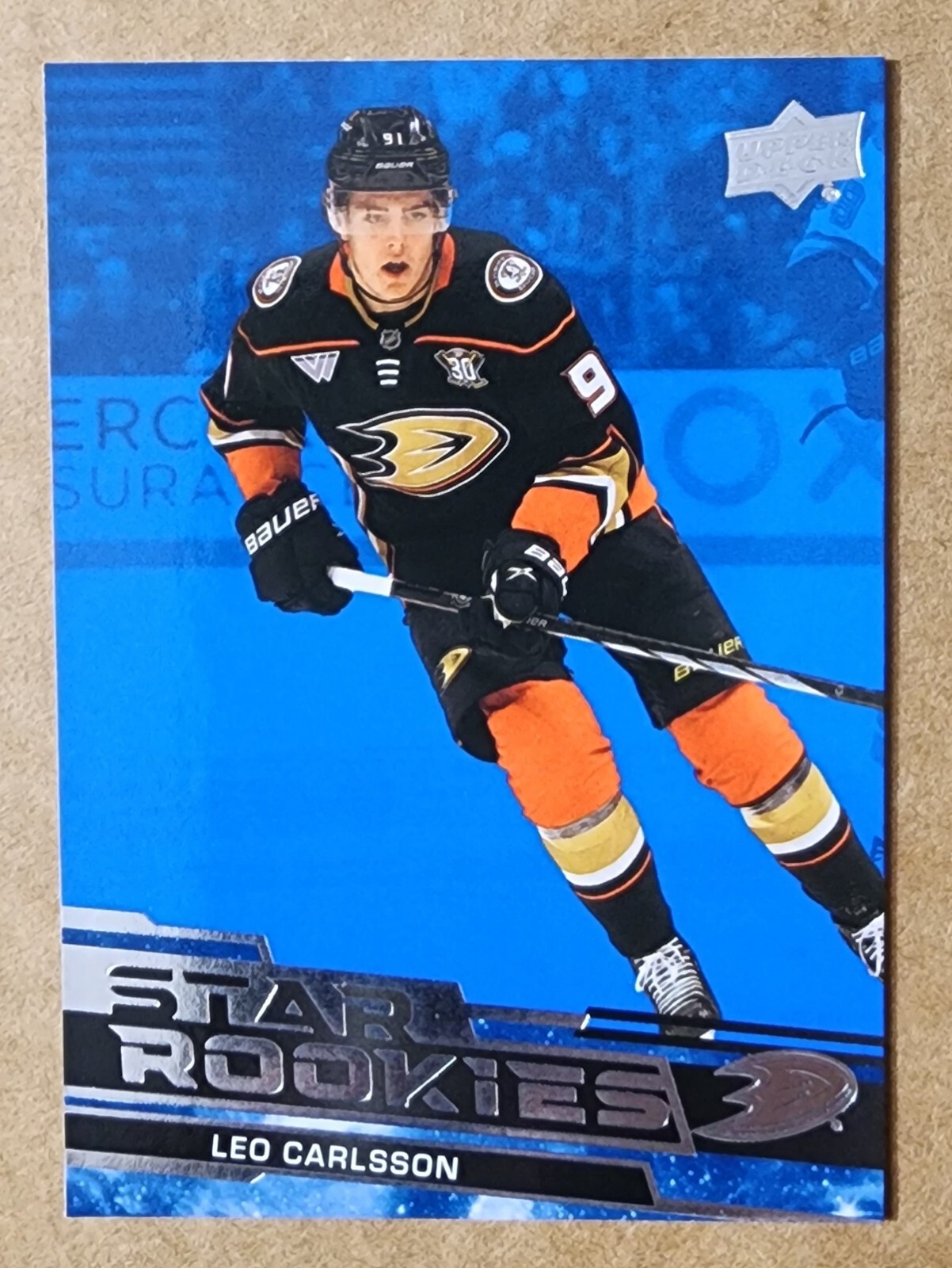 2023-24 Upper Deck Leo Carlsson Star Rookies Blue Parallel RC #7 Anaheim Ducks