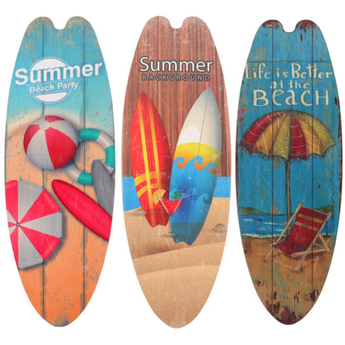3-teiliges Surfbrett-Wandschild Holz Stranddeko Flip-Flops Tropenbar Türschild - Afbeelding 1 van 19