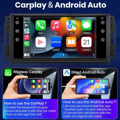 FOR DODGE NITRO 2007-2012 CARPLAY ANDROID 15.0 CAR STEREO RADIO WIFI GPS SWC - Picture 8 of 19