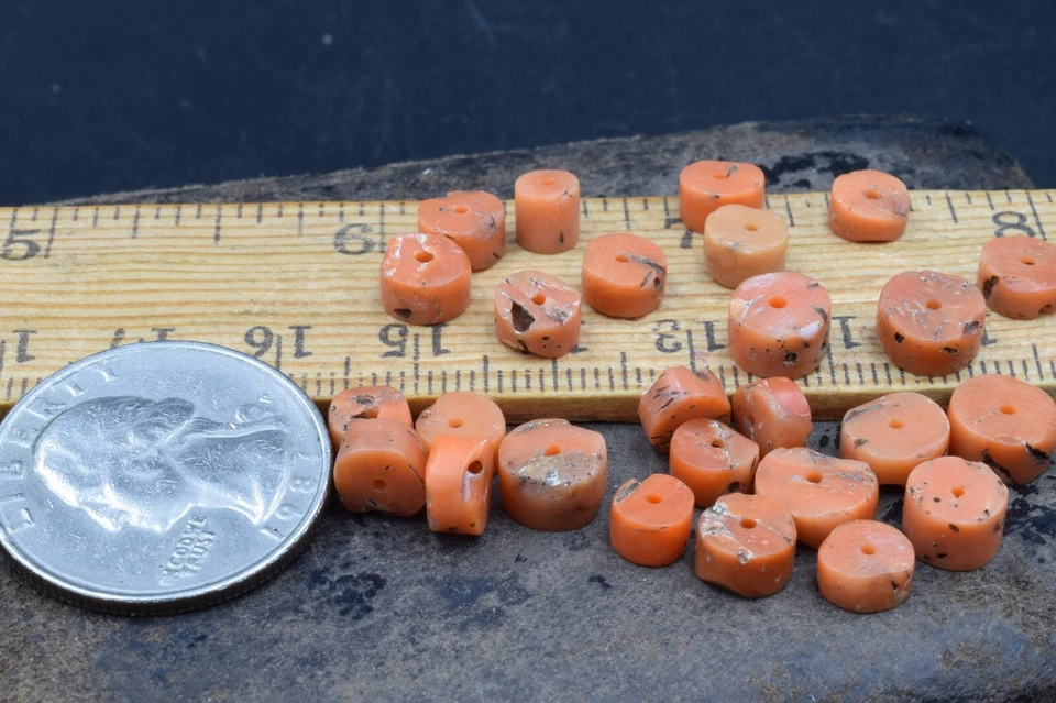 CONTAS DE CORAL TUNDYED antigas salmão vintage mediterrâneo TIBETANO Japão Mala Chung dZi - Imagem 4 de 4