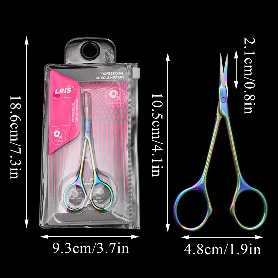 Tijeras de uñas cutícula pestañas nariz ceja manicura plata pequeña recorte curvo Foto 4 de 4