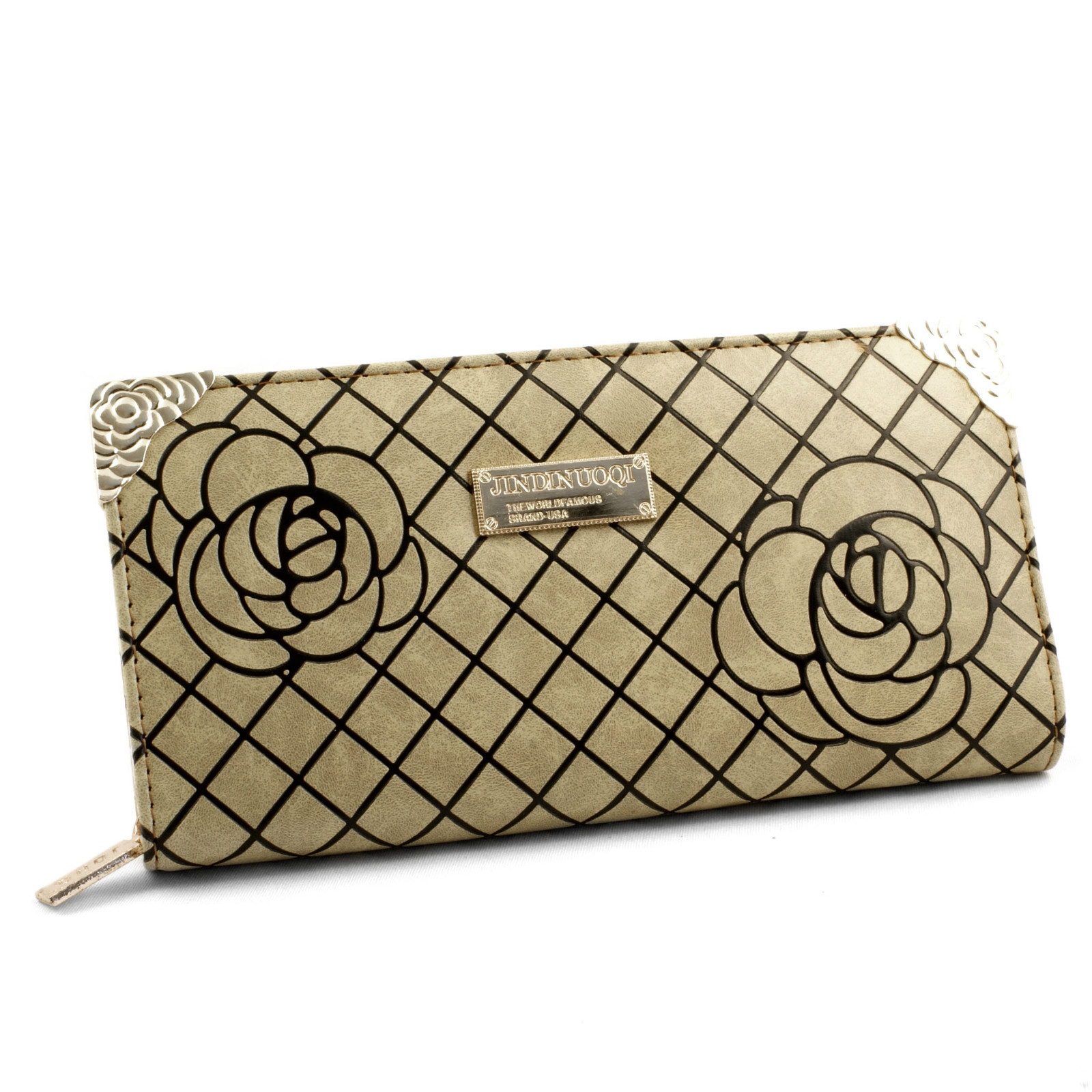 Womens / Ladies Floral Checked Zipper Purse with Hand Strap NEW eBay