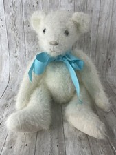 Russ Berrie Abercrombie White Scruffy Sitting Teddy Bear Bean Bag Tush Teal