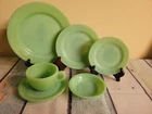 6 FIRE KING JADEITE RESTAURANT WARE PLATES, BOWL, MUG, SAUCER ANCHOR HOCKING