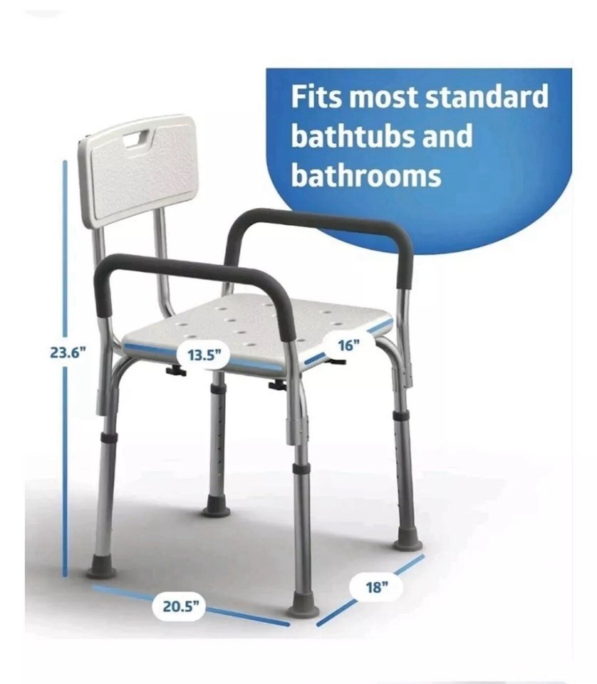 Guardian Bath Bench with Back and Arms Adjustable Height NIB eBay