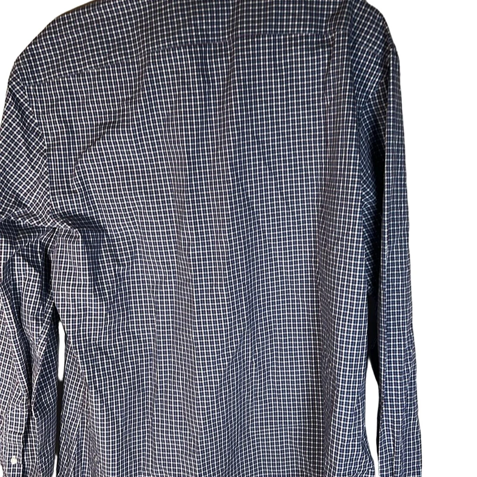 Barneys New York 100% Algodón Grande Clásico Azul Blanco Cuadros Cuadros Abotonable Foto 2 de 4