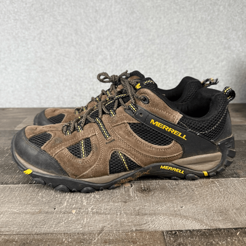 Merrell Herren Gr. 13 Boulder Wandern Outdoor Schuhe Braun Schwarz Wildleder Empire Gelb - Bild 4 von 13
